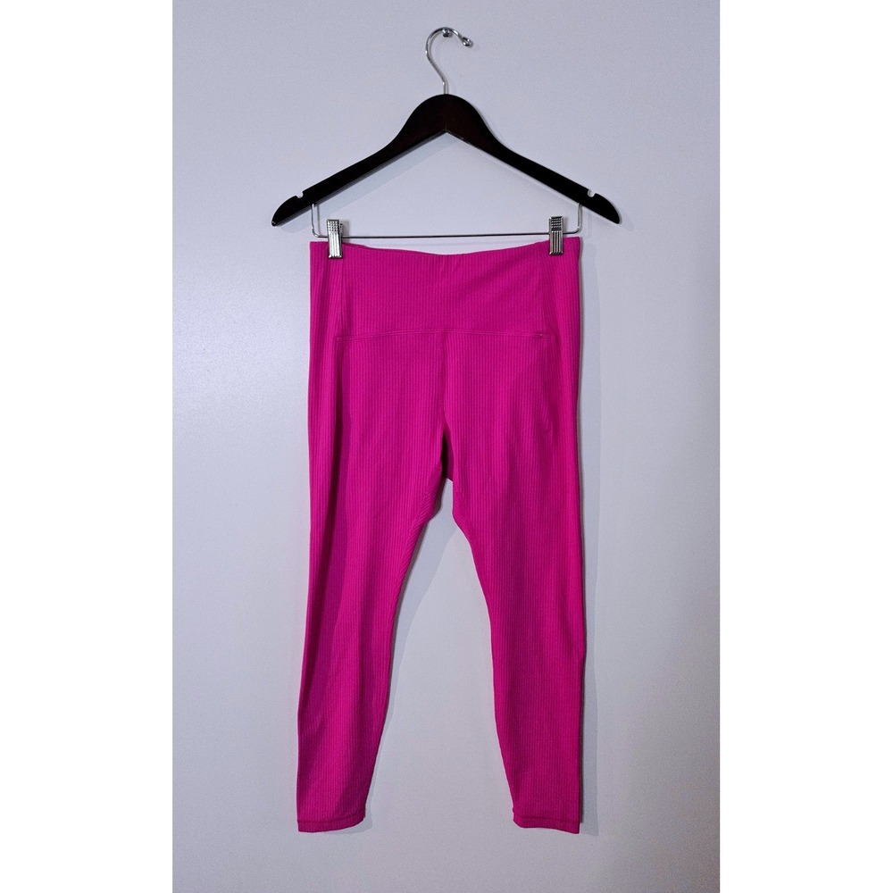 Spyder Active Women's‎ Ribbed Leggings Medium Pink High Waist Zipper Pocket M